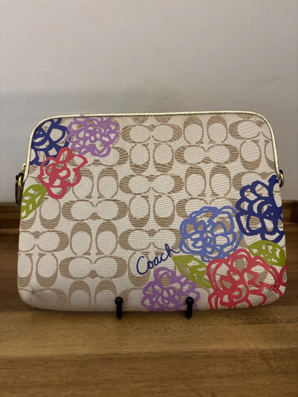 Coach Daisy Khaki Signature Floral Applique Tablet Sleeve